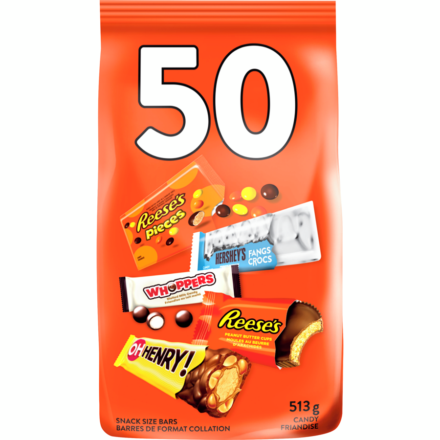 Hershey's Halloween Assorted Chocolate and Candy Value Bag, 50ct., 513g/1.1 lbs., {Imported from Canada}